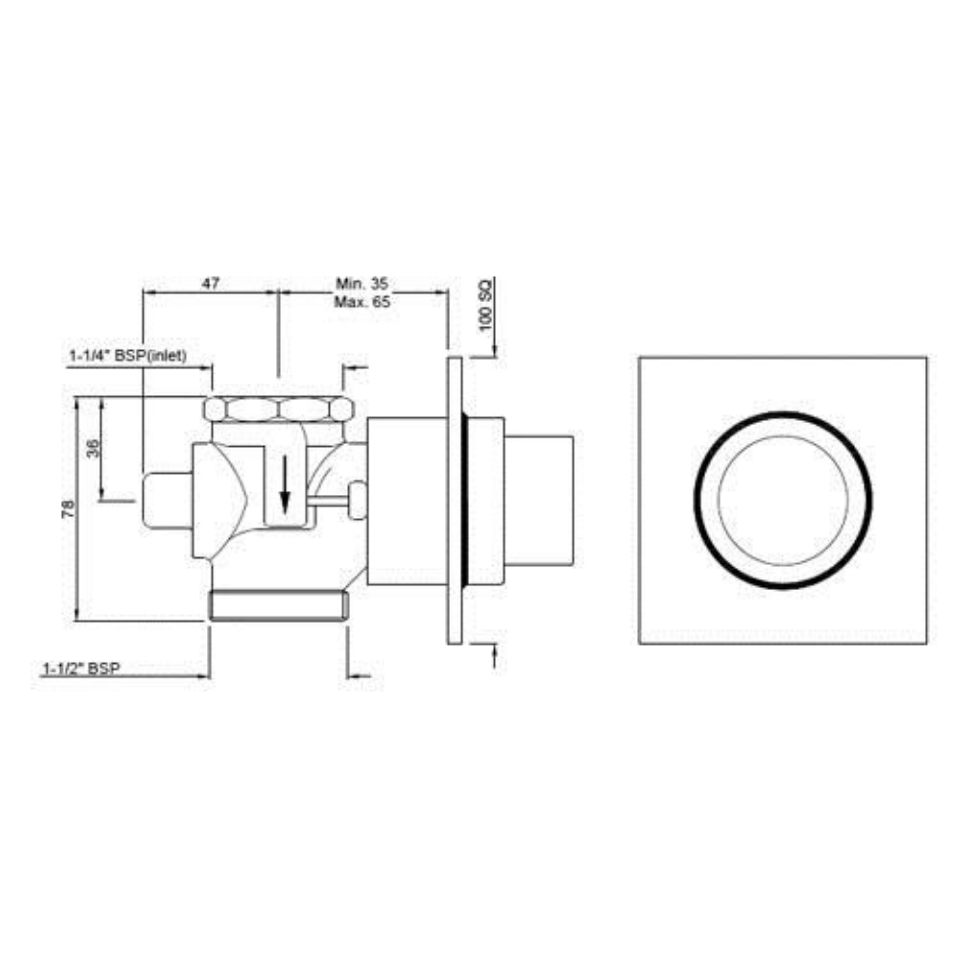 32mm Flush Valve for Toilets Flushing System Square Jaquar