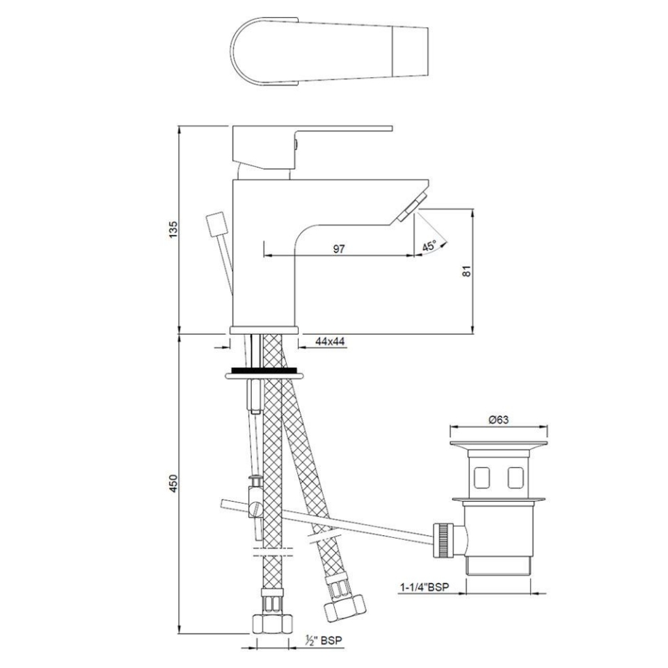 Aria Single Lever WashBasin Mixer with POP Up Waste System