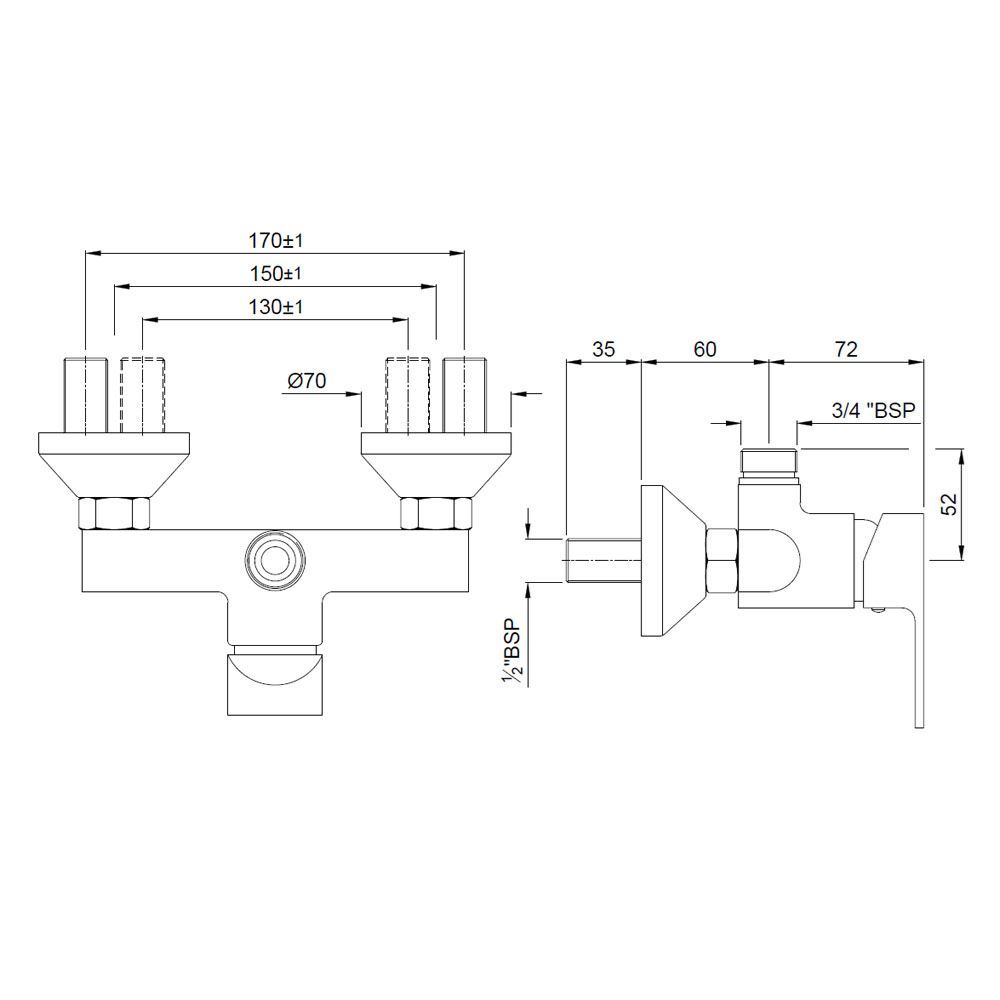 Aria Overhead Shower Mixer for exposed Shower Pipe