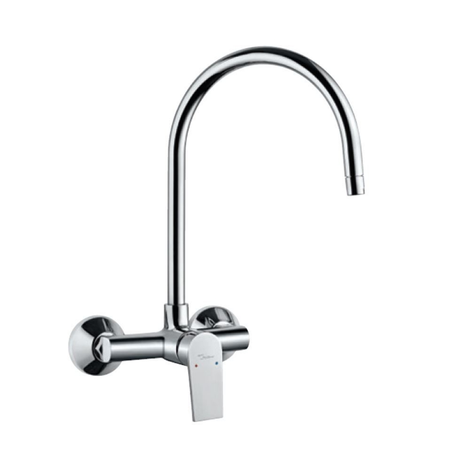 Aria Exposed Single Liver Wall Sink Mixer with Swan Neck Spout ...