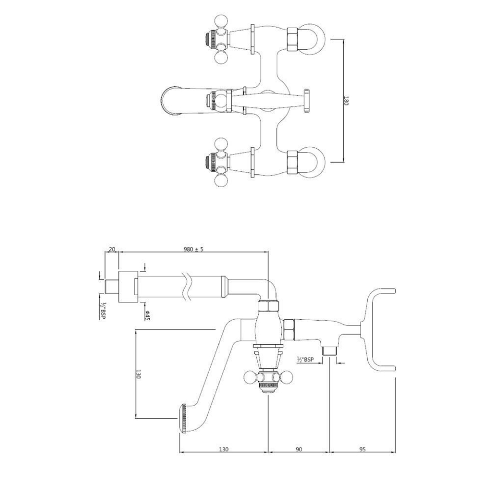 Queen's Bath Tub Mixer with Hand Shower Provision Jaquar