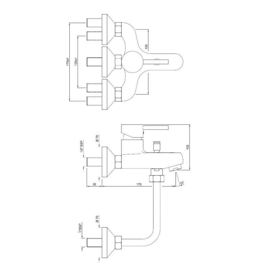 Florentine Hot and Cold Mixer Spout and Shower