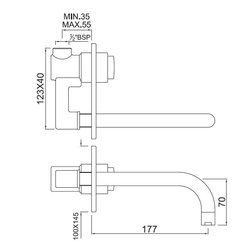 Wall Mounted Automatic Closing WashBasin Tap
