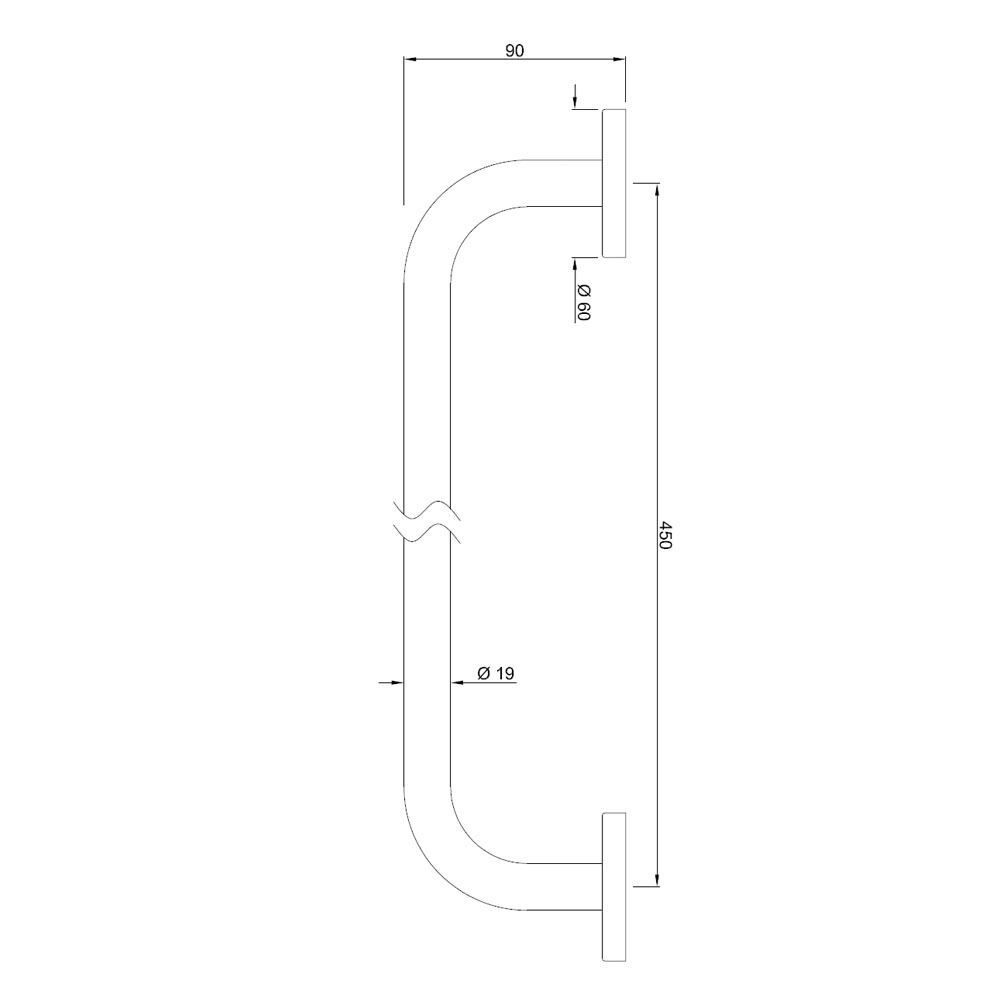 450mm Stainless Steel Grab Bar Disabled Friendly JAQUAR