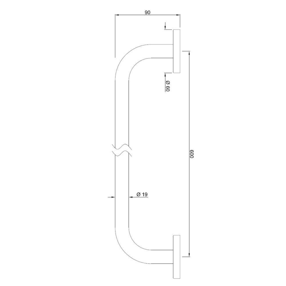 600mm Stainless Steel Grab Bar Disabled Friendly
