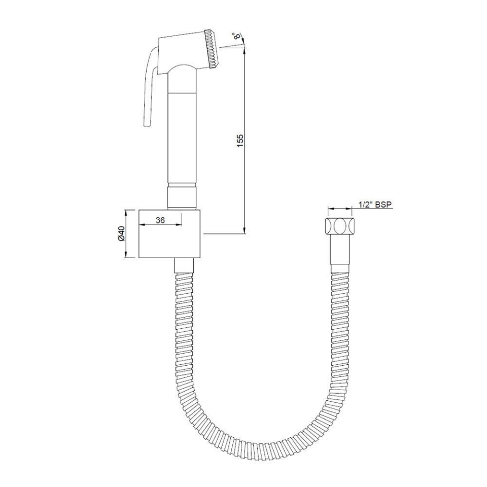 Back Flow Preventor Health Faucet 1.2Mtr Flexible Pipe