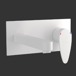 Picture of Exposed Part Kit of Single Lever Basin Mixer Wall Mounted - White Matt