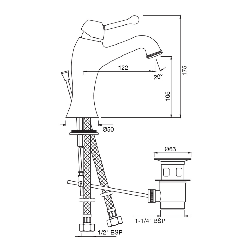 Single Lever Basin Mixer with Popup Waste Jaquar