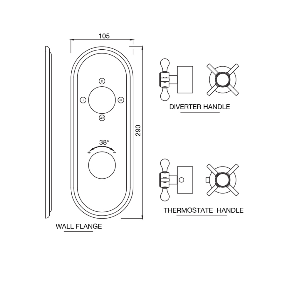 Thermostatic Shower Mixer with 3way Diverter