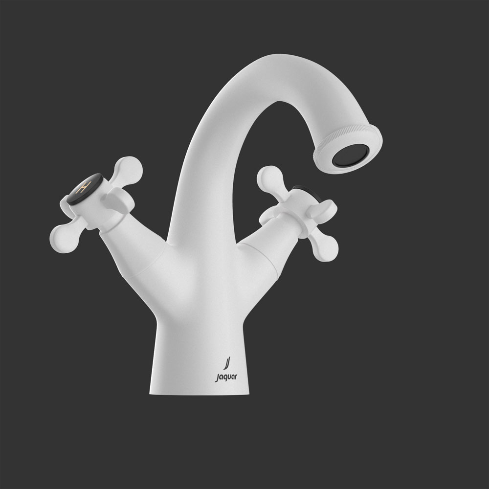 Central Hole Basin Mixer Tap White Matt Finish Jaquar Jaquar