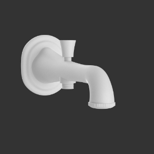 Picture of Bath Tub Spout with Button attachment - White Matt