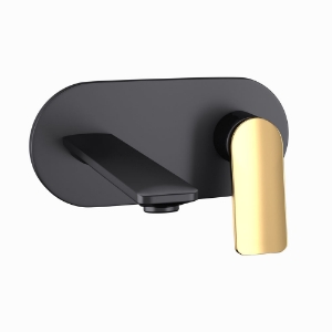 Picture of Exposed Part Kit of Single Lever Basin Mixer Wall Mounted - Lever: Gold Matt PVD | Body: Black Matt