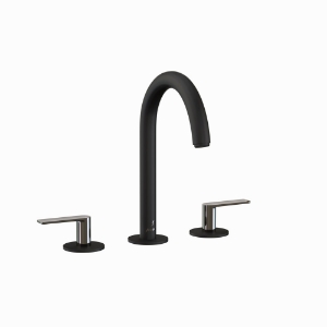 Picture of 3-Hole Basin Mixer with Pipe Spout - Lever: Black Chrome | Body: Black Matt
