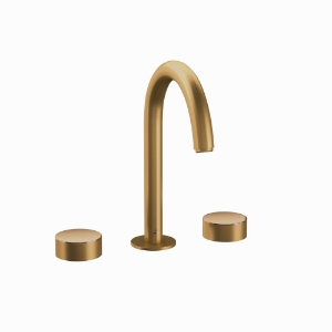 Picture of 3-Hole Basin Mixer with Pipe Spout - Lever: Gold Bright PVD | Body: Gold Matt PVD