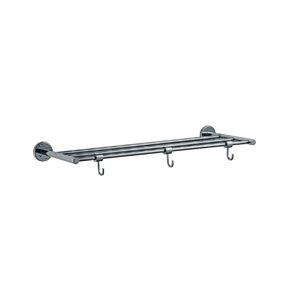 Continental Bathroom Towel Rack with 3 Hanger Hooks 600mm Jaquar