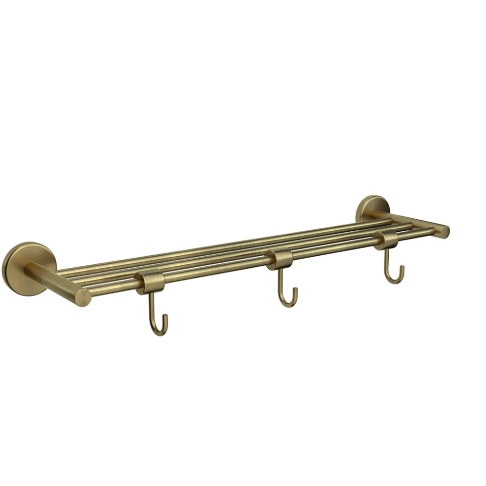 Continental Bathroom Towel Rack with 3 Hanger Hooks 600mm JAQUAR