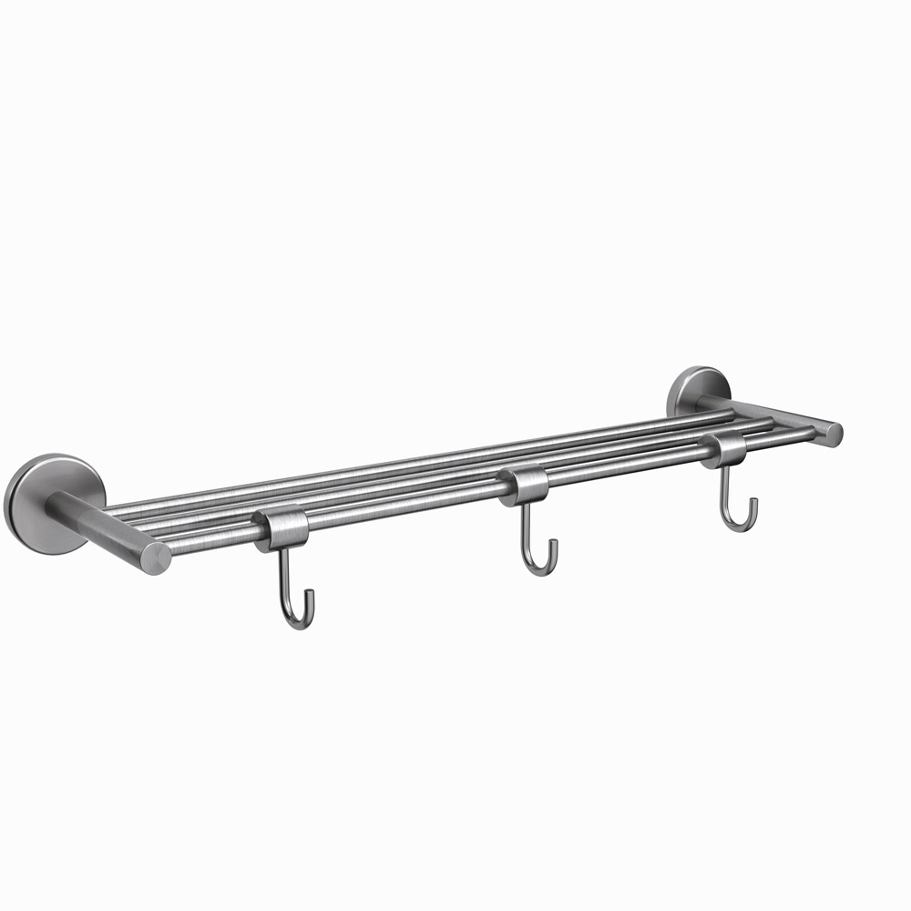 Continental Bathroom Towel Rack with 3 Hanger Hooks 600mm JAQUAR