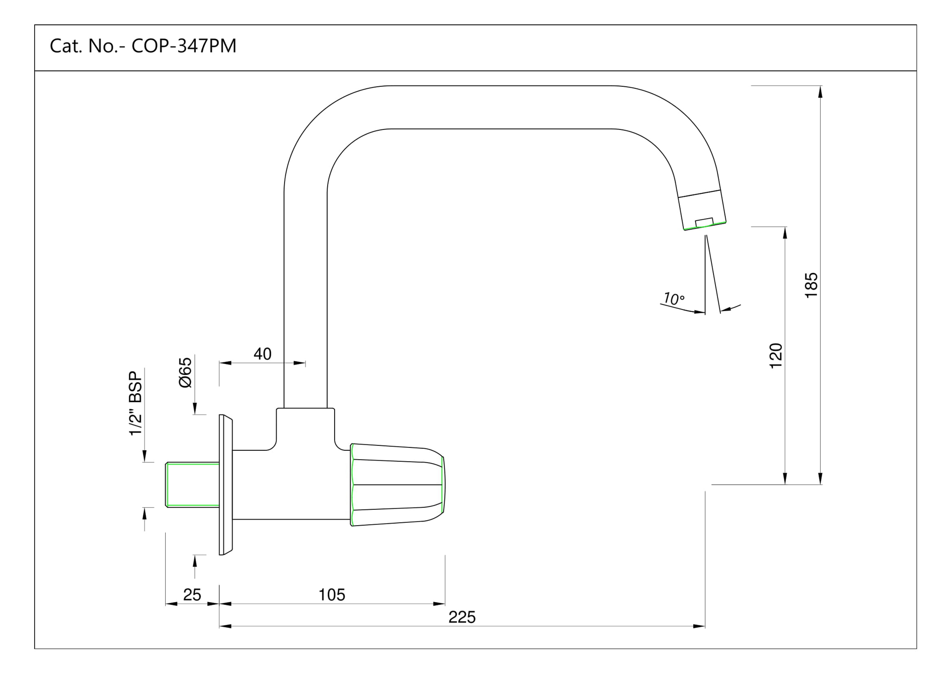 Continental Prime Extended Swan Neck Sink Cock for Sinks