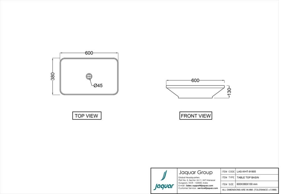 Table Top Basin Jaquar