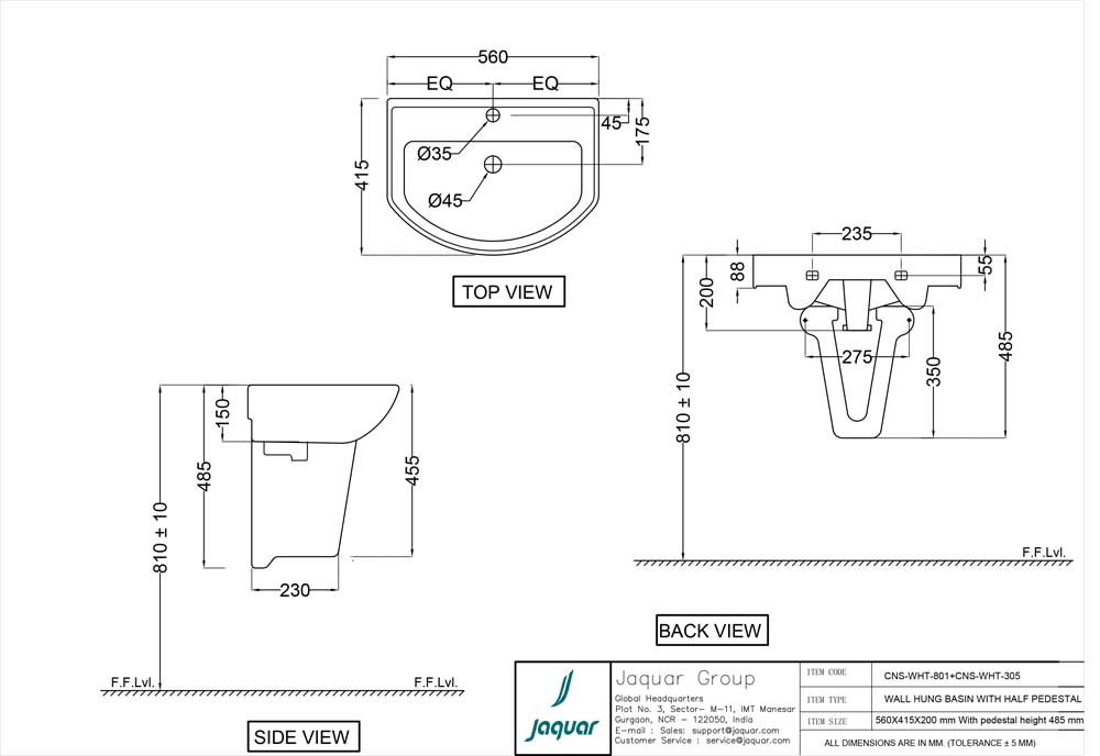 Half Pedestal Wash Basin Jaquar Wash Basin Half Pedestal
