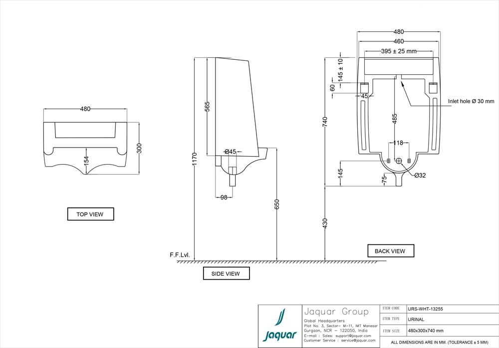 Automatic Sensor Public Toilets Urinal 480x300x740 mm