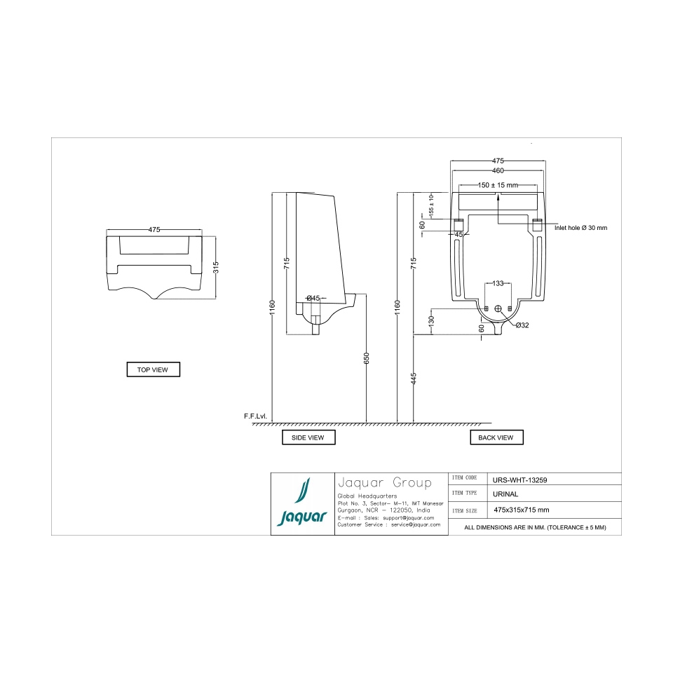 Rectangular Design Urinal for Public Toilets Sanitary