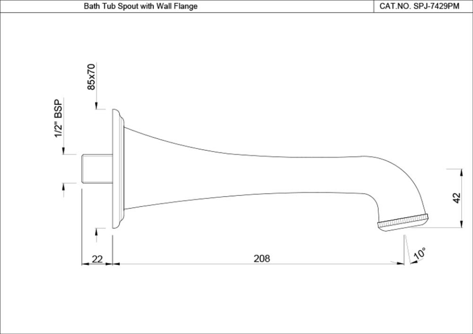 Bath Tub Spout with Wall Flange