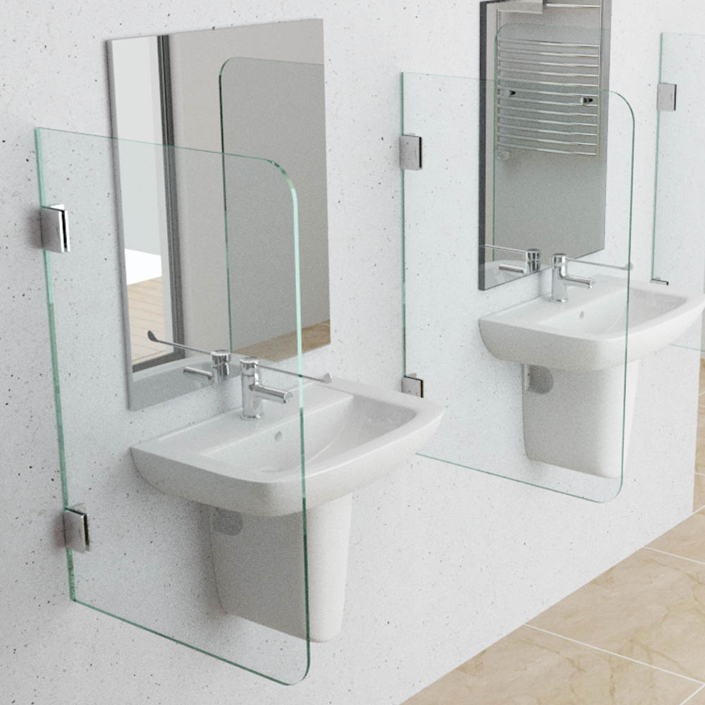 1810BW Wash Basin Clear Glass 900mm height Partition
