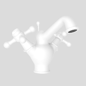 Picture of Central Hole Basin Mixer with popup waste - White Matt