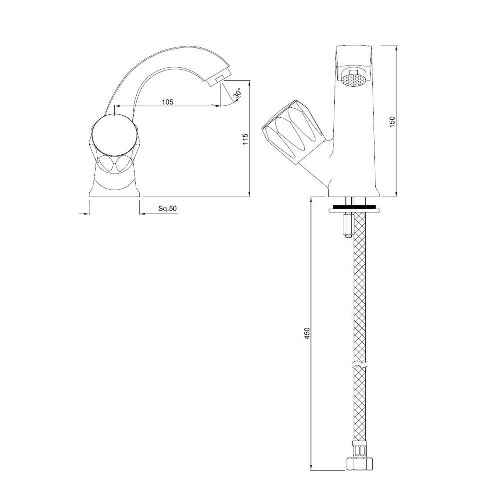 Continental Left Hand Operating Swan Neck Pillar Cock