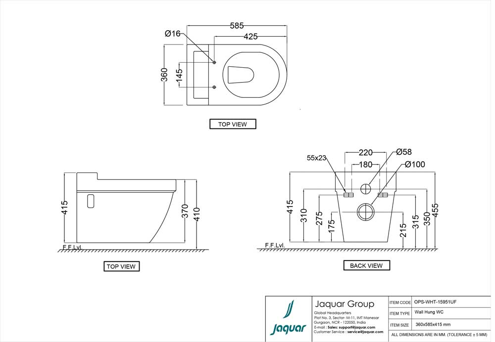 Opal Wall Hung Western Toilet Seat Soft Close Cover