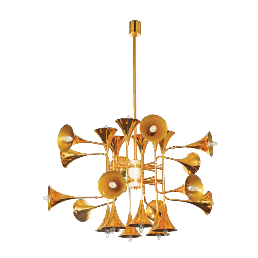 24 Light trumpet style Ceiling Light Gold Finish
