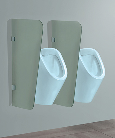 Glass urinal partition