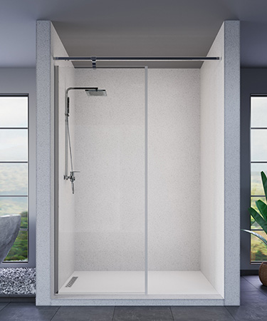 Bathroom sliding glass shower enclosure