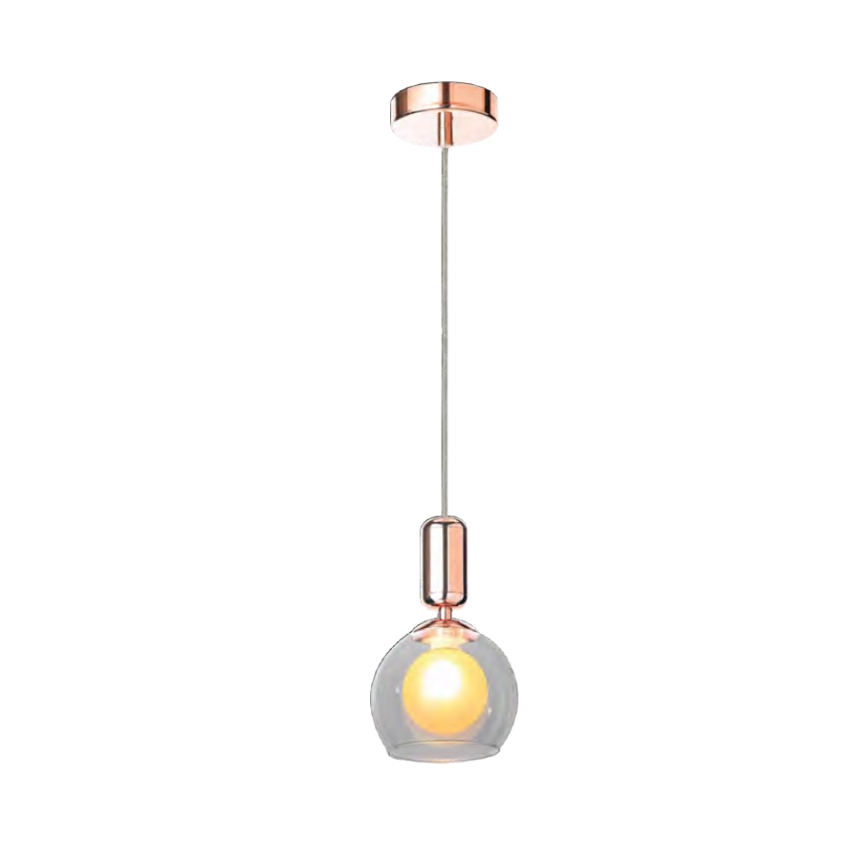 Picture of 1 Light clear globe glass - Rose Gold