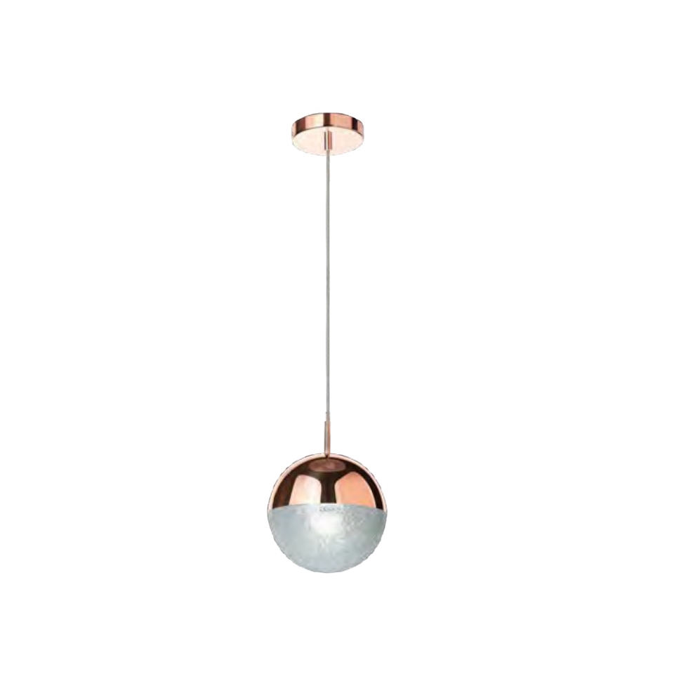 Picture of 1 Light clear globe glass pendant - Rose Gold