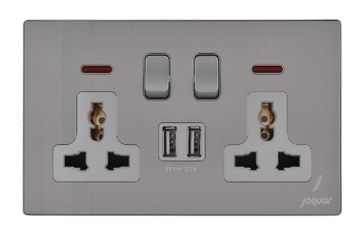 Picture of 13A यूनिवर्सल स्विच्ड सॉकेट विद इंडिकेटर विद 2 Usb