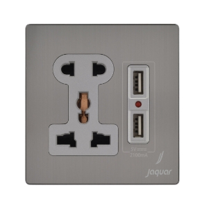 Picture of Universal Socket With Indicator With Double Usb 2.1A