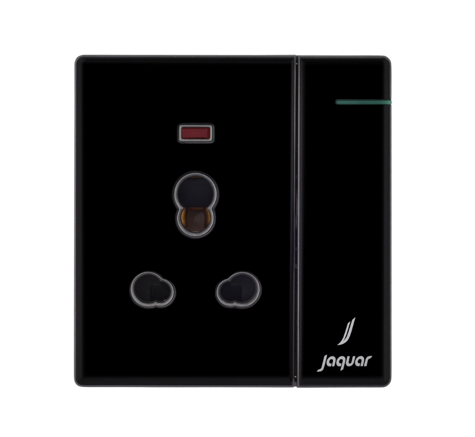 Picture of Three Pin Socket With Indicator And Big Switch - Black