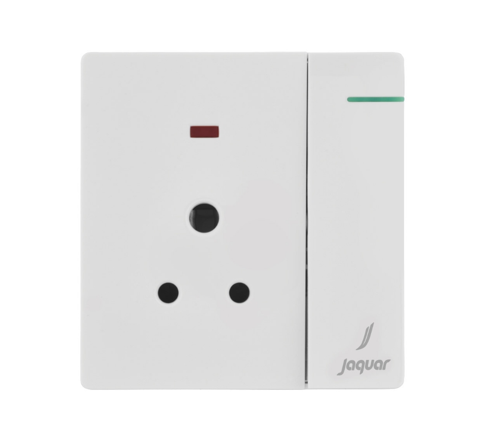 Picture of Three Pin Socket With Indicator And Big Switch -White