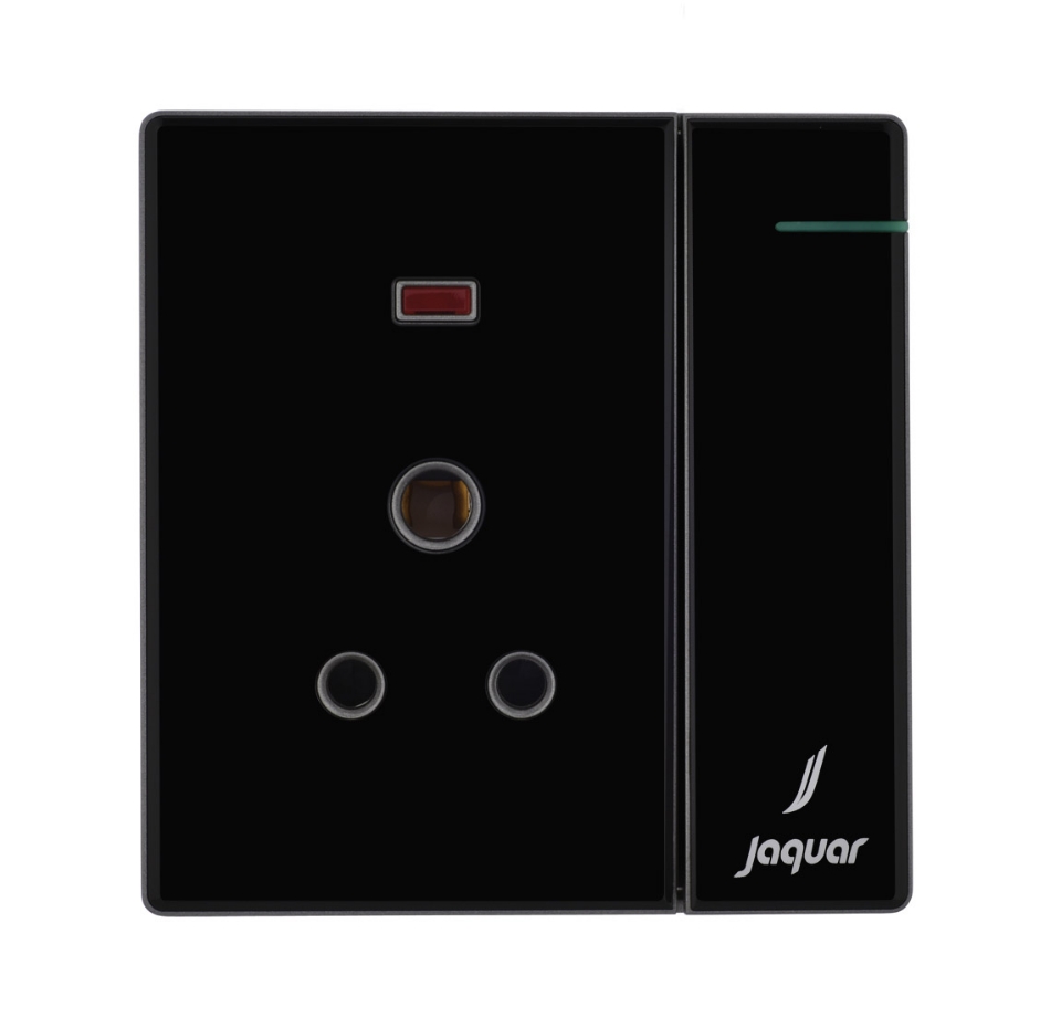 Picture of Three Pin Socket With Indicator And Big Switch - Black