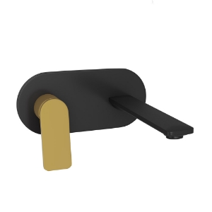 Picture of Exposed Part Kit of Left Hand Side Operated Single Lever Basin Mixer - Lever: Gold Matt PVD | Body: Black Matt
