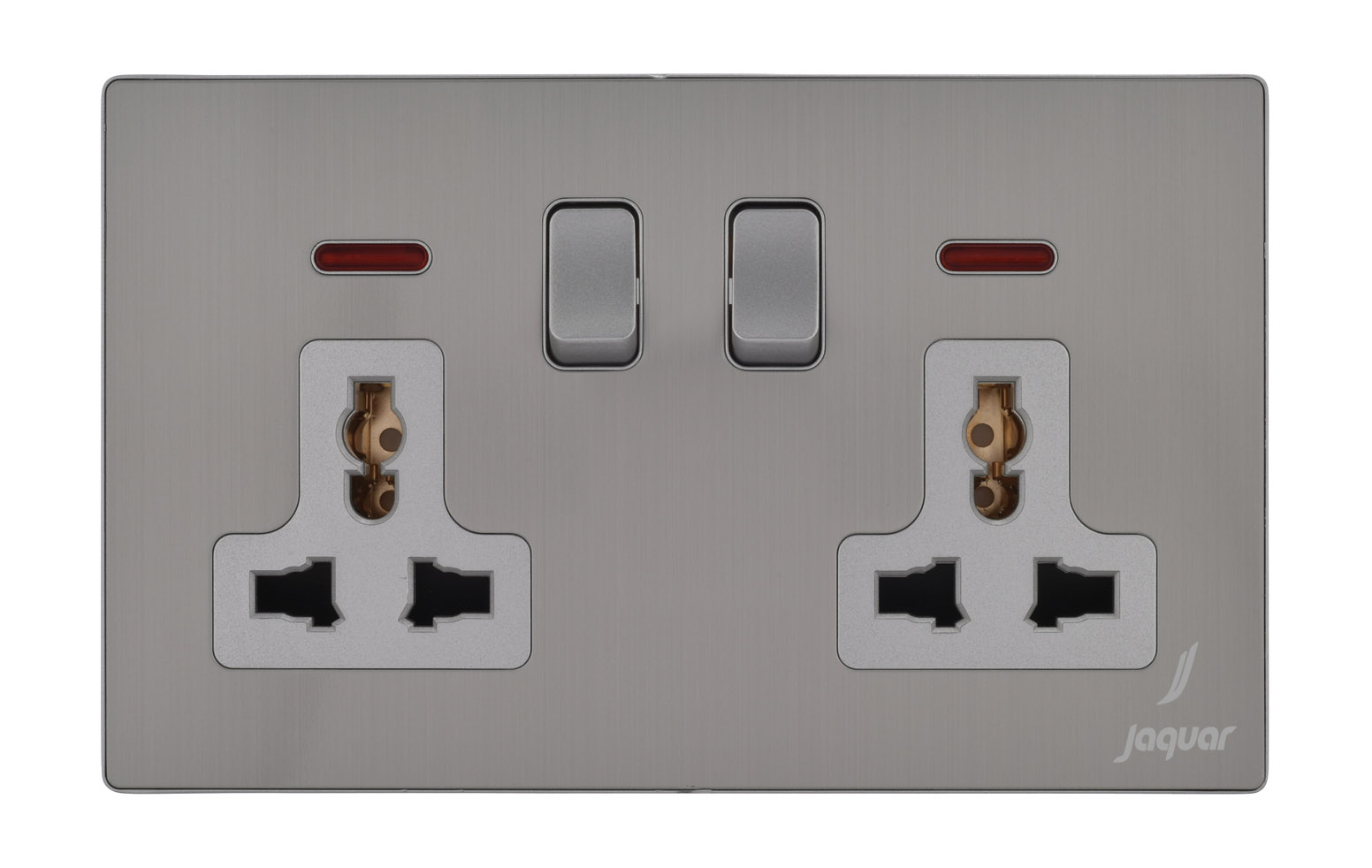 Allure Steel 2 Gang 1 Way Universal 2 SwitchSockets Jaquar