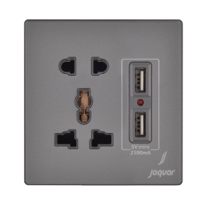 Picture of Universal Socket With Indicator With Double Usb 2.1A - Grey