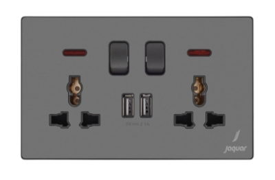 Picture of 13A Universal Switched Socket With Indicator With 2 Usb - Grey