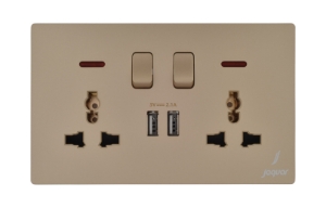 Picture of 13A Universal Switched Socket With Indicator With 2 Usb - Gold