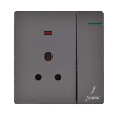 Picture of Three Pin Socket With Indicator And Big Switch - Grey