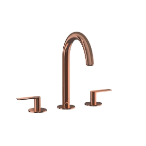 Picture of 3-Hole Basin Mixer with Pipe Spout - Blush Gold PVD