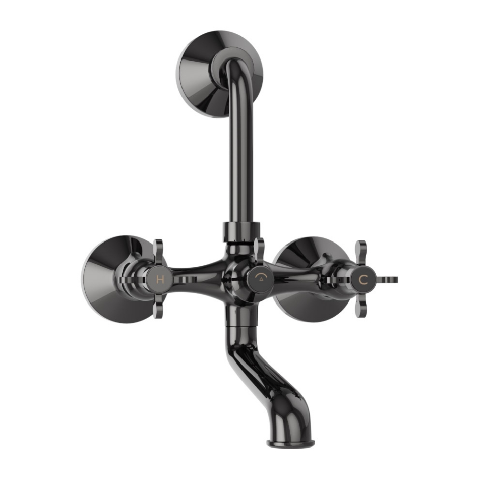 Picture of Wall Mixer with Provision For Overhead Shower - Black Chrome