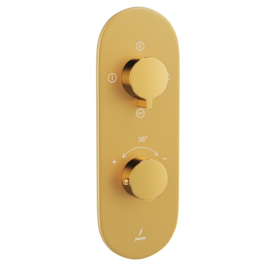 Picture of Aquamax Thermostatic Shower Mixer With 3-Way Diverter- Lever: Gold Bright PVD | Body: Gold Matt PVD